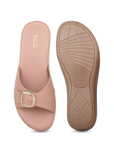 Image of Inc.5 Womens Peach Casual Round Toe Comfort Flats Slide Sandal