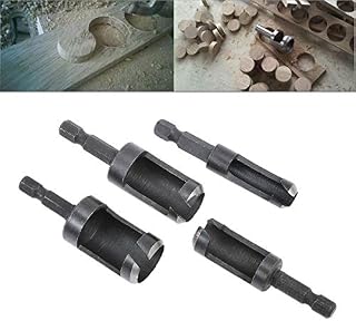 HOHXEN 4pcs Hex Shank Drill Bit Set Plug Wood Cutter Tool Woodworking Tenon for Counter Bored Holes Drill Bits Set