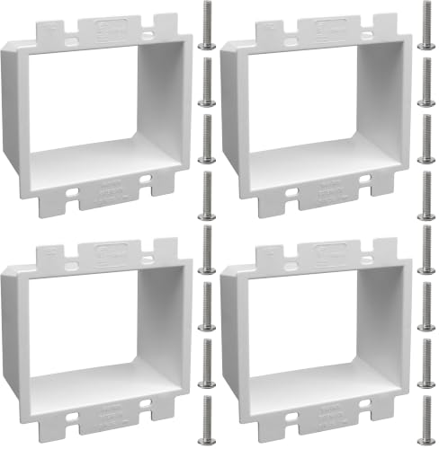 Image of 2-Gang BE2 Non-Metallic Electrical Power Outlet Box Extender(ETL Listed),White Outlet Box Extender for Power Switch Receptacles Accessories,Fire Rated for 2 Hours,4-Pack