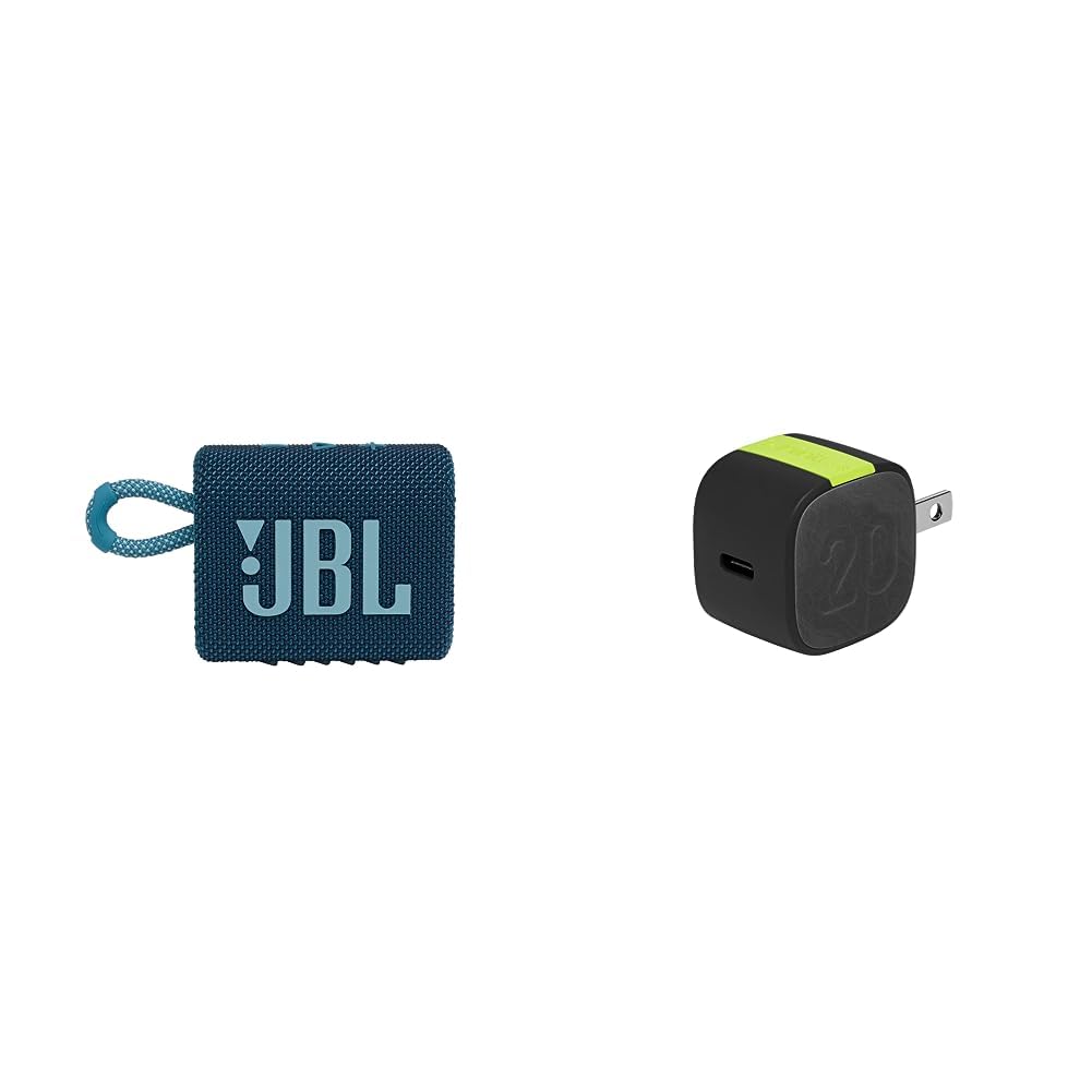 JBL Go 3 Portable Speaker with Bluetooth Built-in Battery Waterproof and Dustproof Feature - Blue and InfinityLab InstantCharger