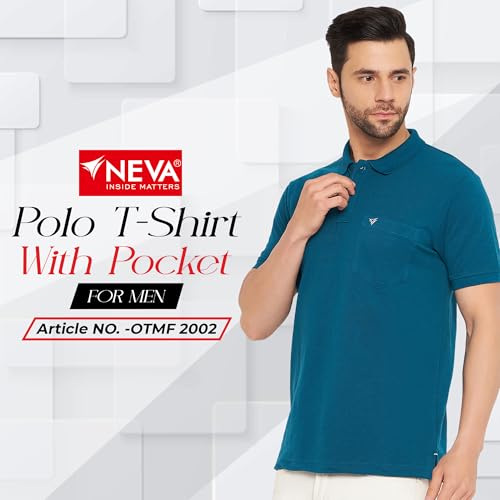 Image of NEVA Men's Regular Fit Half Sleeve Polo Neck T-Shirt with Chest Pocket