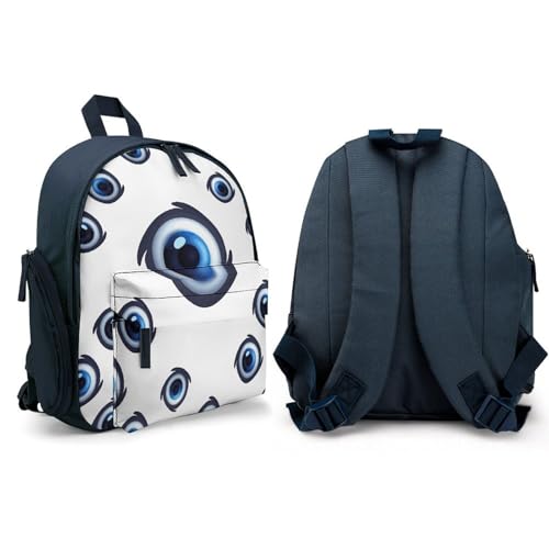 Evil Eyes Backpack Small Book Bag with Side Pocket, Lightweight Durable Backpack, Travel Rucksack, Blue-style4