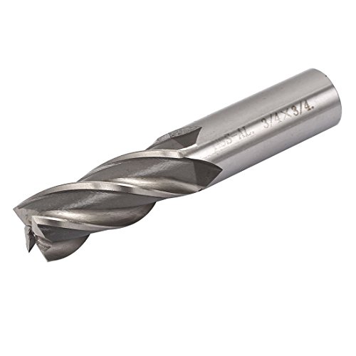 Image of uxcell 3 /4 inch x19mmx44mmx102mm Machining Cutting Tool Helical Groove 4 Flute Straight Shank Milling Cutter End Mill