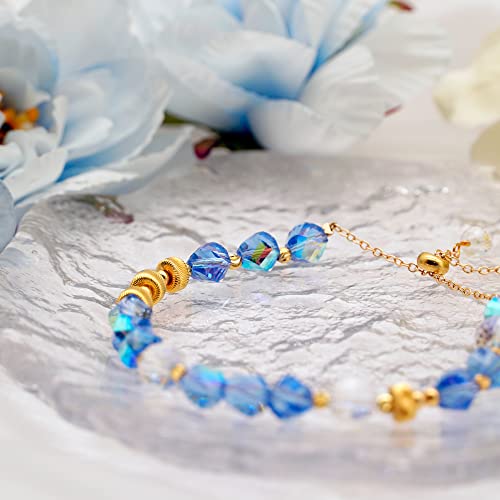 Pozanki Blue And Aurora Northern Lights Austrian Crystal Bracelets For Women With Adjustable Link, Anniversary Day/Valentine's Day/Birthday Gift For Women, Wife, Girlfriend, Lovers #TOP4