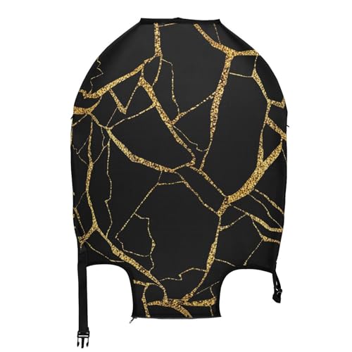 Joisal Marble Black Gold Paint Stock Suitcase Covers Luggage Protector Custom Elastic Travel Essentials for Women Graphic, S, Fits 18-20 Inch Case2