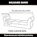 PrinceDeco Velvet Couch Covers for Sofa Soft 4 Pieces Couch Covers for 3 Cushion Couch Sofa Pet Friendly Furniture Protector with Non Slip Elastic Bottom Width Up to 90 Inch (Large, Ivory)