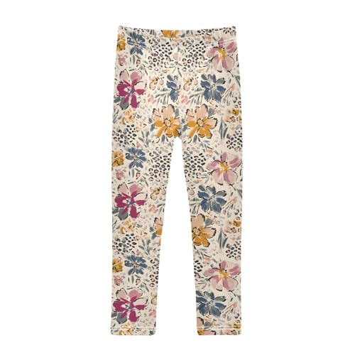 Girls' Athletic Leggings Ankle Length Yoga Dance Pants Kids Teen 4T Flower