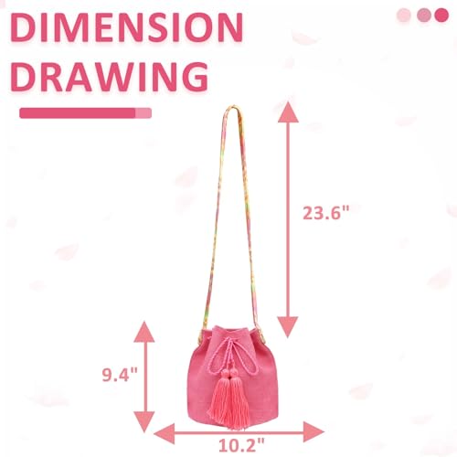 Bolso tote de lona rosa para mujer, bolso cruzado bohemio con correas para hombro, bolso de mano grande para viajes y uso diario miniatura 4