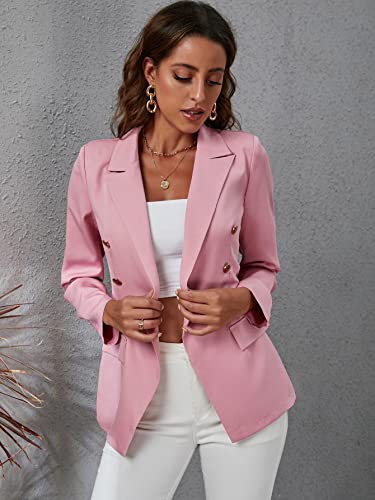womens blazers dressy casual Lapel Collar Double Breasted Flap Detail Blazer3