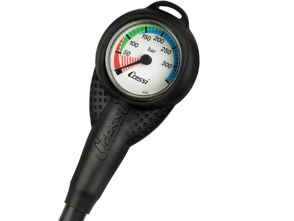 Cressi Pressure Gauge BAR or PSI - Manómetro de buceo BAR o PSI con números grandes y visibles