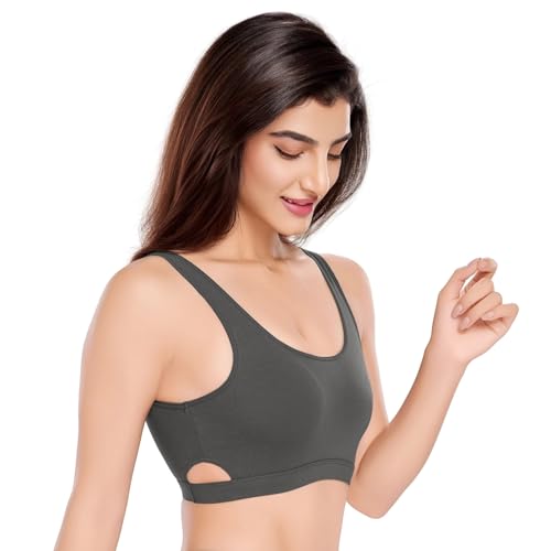 Image of juliet Women's Non Padded Non Wired Cotton Sports Bra JS 90-4 Dark Grey 2XL