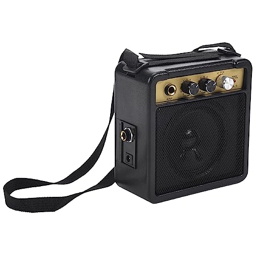 Srutueo Mini Guitar Amplifier Amp Speaker 5W with 6.35mm Input 1/4 Inch Headphone Output Supports Volume Tone Adjustment, black, 500140530