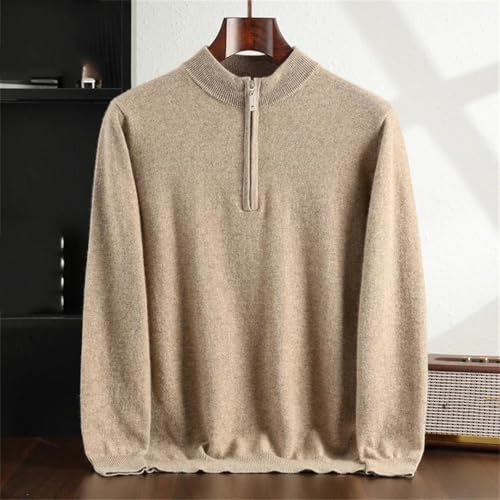 Men's Half Zipper Half High Collar Solid Color Sweater for Men 5