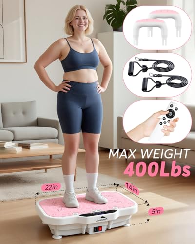 Image of Zoomsnail Vibration Plate Exercise Machine, 8000 Vibrations /min Adjustable Fitness Platform, 400 Lbs Capacity Whole Body Workout Extra Large Size Platform with Bluetooth for Weight Loss, Women & Men