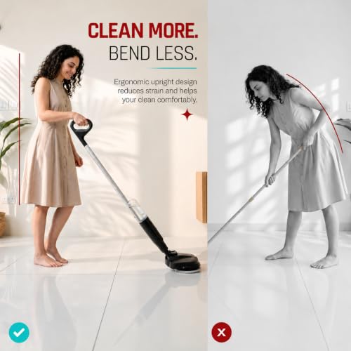 Image of Domestica Swirlo Spin Mop for Home | 2 in 1 Cordless Electric Mop | Upto 60 mins Runtime | Self Propelling | Dual Motor 280 RPM | LED Headlights | Flexible Swivel | Rechargeable | for All Floor Types