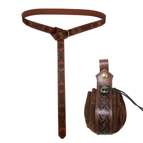 Sac Banane Médiéval en Cuir PU Marron pour Cosplay Renaissance