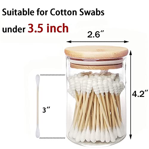 Zyigyi 4 Pcs Glass Qtip Holder With Wood Lids, 10 Oz Apothecary Jars Cotton Swabs Dispenser, Cotton Pads Canister For Bathroom Storage Organizer #TOP2