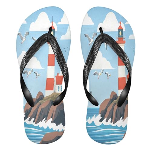 STAYTOP Seagull Lighthouse Flip Flops Sandals of Men's & Women's,Sandals Beach Slippers Shower Slides