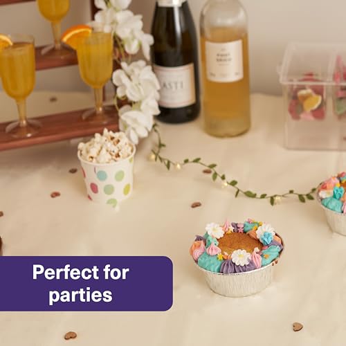 MATANA 100 Aluschalen Rund – 12 cm / 5 Zoll (250 ml), 4,5 cm tief | Schwerlast-Aluminium Alu Backformen/Alubackformen – Für Linzertorte, Quiche, Tarte, Kuchen & Desserts – Ofenfest & Gefriergeeignet