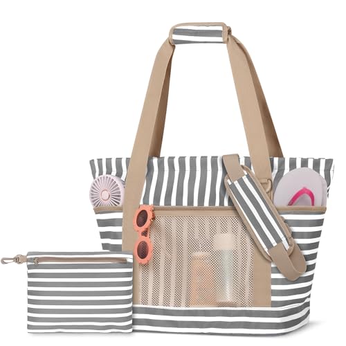 Fasrom Beach Bag Zipper, Waterproof Beach Tote Wet Dry