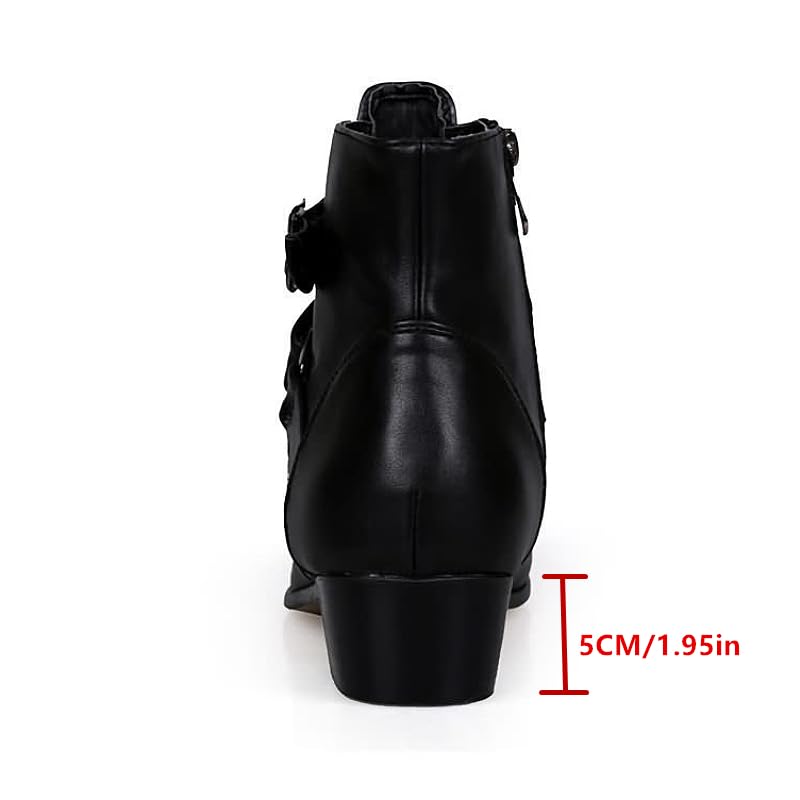 Image of MGGMOKAY Men's Chelsea Boots Leather Shoes Casual Dress Ankle Boot With Buckle Side Zipper