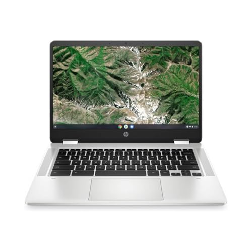 HP Chromebook Ordinateur Portable Convertible 14 FHD IPS, PC Portable (Intel Pentium N5030, RAM 8 Go, eMMC 64 Go, Intel Graphic, Chrome OS), Laptop Argent, Clavier AZERTY