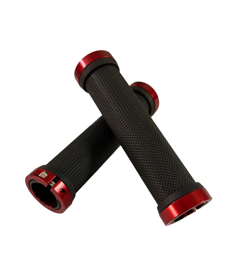 Image of Shrenik Cycle Hand Grip 13cms Length Non Toxic Anti-Slip with Colored Ring for MTB /City Bicycle Handlebar Grips (Black /Red)