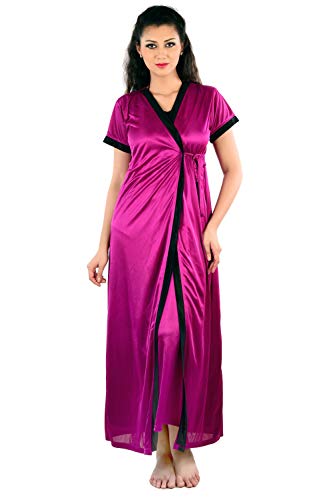 Image of Women's Nightwear Nightdress Nighty,Robe with Top & Shots Set (4pc Set of Robe, Nighty, Top & Shorts)