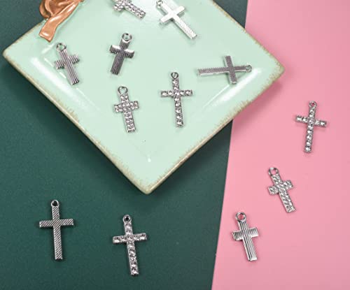 Lihan1028 40 Pcs Mixed Rhinestone Crystal Inlay Cross Charm Cross Bracelet Necklace Pendant Accessories Bracelets Jewelry Diy Making Findings #TOP2
