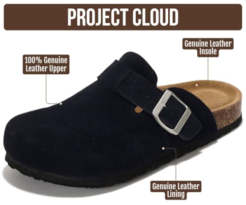 Image of Project Cloud 100% Genuine Leather Slip-ons Footbed Clogs for Women Sandals | Memory Foam Arch Support Slippers for Women; Trendy Slip-ons Women's Mules & Clogs Sandals; Non-Slip Outsole for comfort.