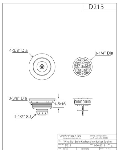 Colador grande para fregadero estilo tuerca Westbrass miniatura 4