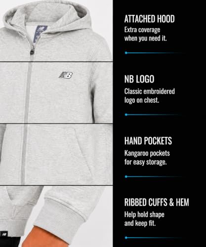 Image of New Balance Boys Zip Up Warm Fleece Hoodie Sweatshirt, Activewear 8-20