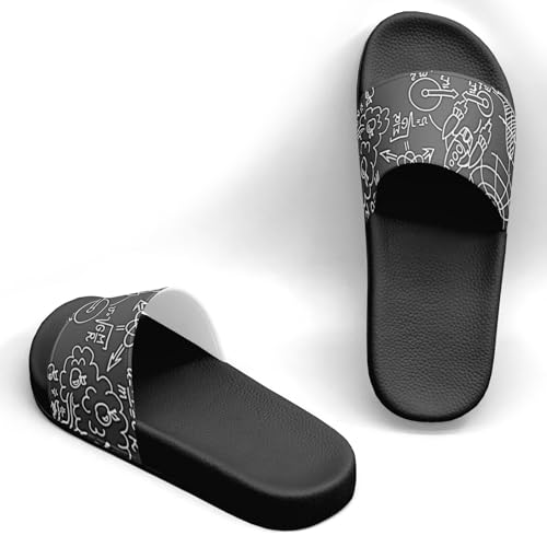 Pitovozu Black Math Equations Slippers for Women Men Comfotable Sandals Non Slip Home Bedroom Pool Shower Outdoor Slide Slippers2