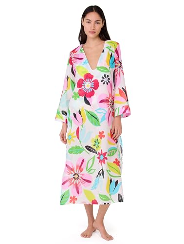Caftán Kate Spade New York Safari Floral: salida de baño elegante tipo vestido con escote en V