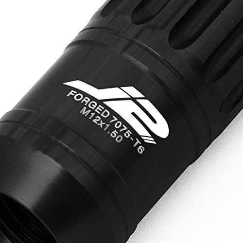 Image of J2 Engineering LN-T7-012-15-BK Black 7075 Aluminum M12X1.5 16Pcs L: 80mm Spiky Cap Lug Nut w /4Pcs Lock+Key