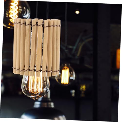 Image of jojofuny Bamboo Woven Lampshade 2.75X2.36X2.36In Small Vintage Hanging Lamp Shade for Pendant Light Home Decor Tea Room Ambiance