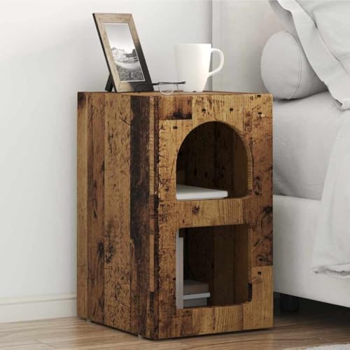 XHNIFBN Lot de 2 tables de chevet en bois recyclé - 29,5 x 35 x 50 cm - En bois massif et robuste - Avec 4 étagères - Design moderne - Facile à nettoyer -...