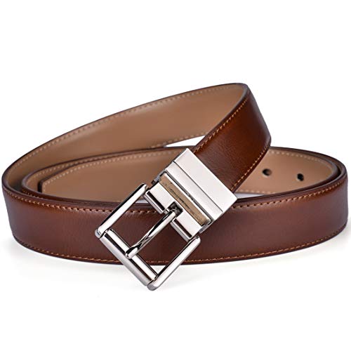 Image of Beltox Men's Belt Dress Casual Reversible Leather 1.1 inch w Roller Buckle Rotated