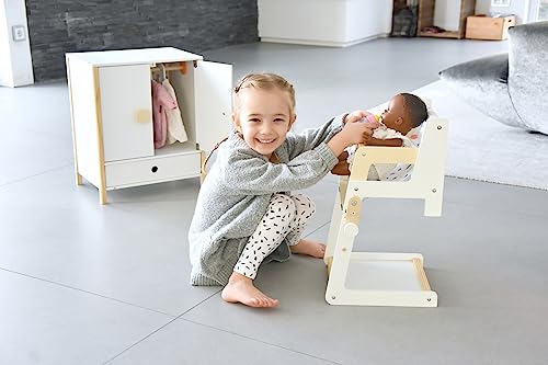 Small Foot Puppenhochstuhl Little Button, multifunktionaler und hochwertiger Kombihochstuhl, ab 3 Jahren, 11814, Weiß