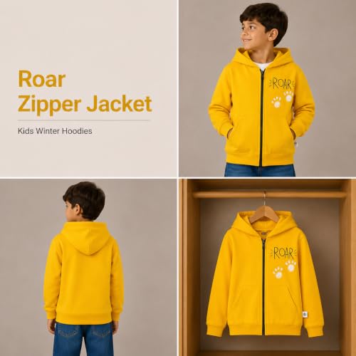 Image of The Mom Store Winter Jackets for Kids | Cute Sweatshirt and Cool Hoodies for Baby Boy and Baby Girls | with Zippers | Hoodie Cap