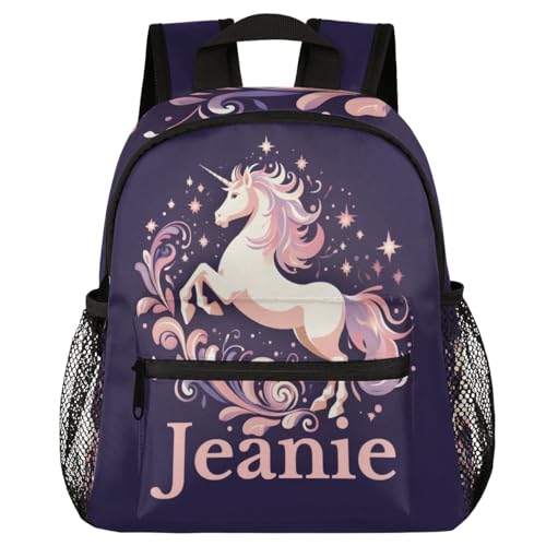 Custom Name Unicorn Backpack for Kids Girls Toddler, Personalized Children Kindergarten Preschool Bookbag, Travel Daypack Nursery Daycare,Blossom step by step