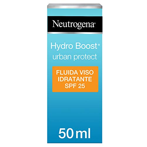 Neutrogena Hydro Boost Urban Protect Fluida Idratante SPF 25, Crema solare viso idratante contro raggi UV e inquinamento, Protezione solare viso in fluido con Acido Ialuronico e Vitamina C, 50 ml
