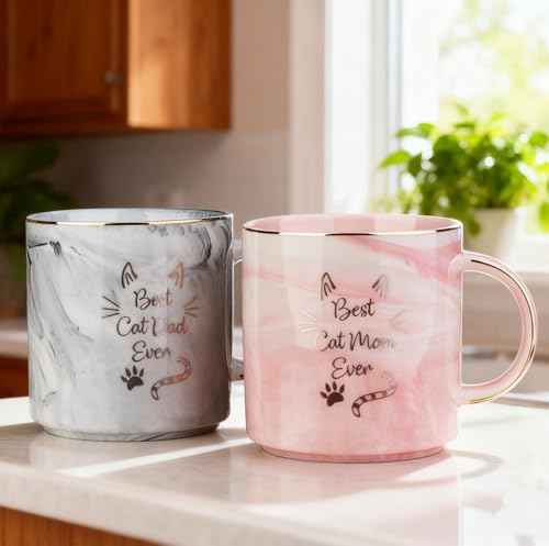 Funny Best Mom/Dad Cat Mug Set