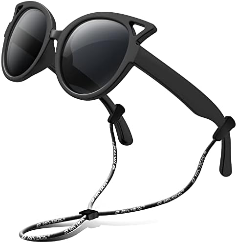 RIVBOS Kids Sunglasses Polarized Rubber UV400 Protection with Glasses Strap for Boys Girls Toddler and Children Age 3-10 RBK002