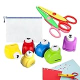 Punzonatrice per bambini per artigianato creativo,Set punzonatrice con perforatore - Taglierina per stampi per scrapbook in varie forme, per album di ritagli, carte, ufficio e scuola