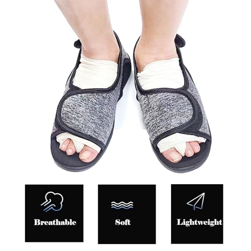 Open Toe Diabetic Shoes for Swollen Feet,Adjustable Walking Shoes Unisex Extra Wide Soft, Reduce Friction Indoor Outdoor Sandals2