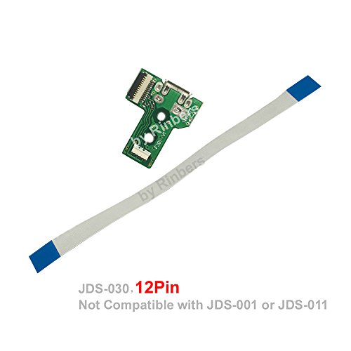 Rinbers Pack of 2 JDS-030 Replacement Charging Port Micro USB Adaptor Charger Socket Circuit Board with 12 Pin Flex Cable for Sony PS4 3rd Gen DualShock 4 Controller - Thumbnail 5