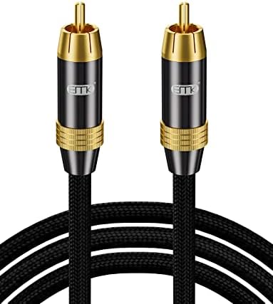 EMK Subwoofer Cable Digital Coaxial Cable RCA to RCA Cable 24K Gold-Plated Plug Nylon Braided RCA/Phono Audio Cable For Soundbar, Speaker to Smart-TV, Home Theater, Amplifier (2m)