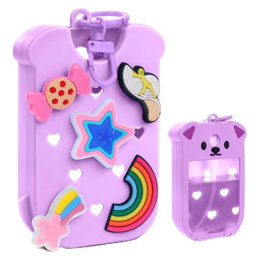 Image of Mity rain Hand Sanitizer Spray Case Compatible With Touchland, Cute Silicone Hand Sanitizer Holder Keychain with 4 Charms, Portable Refillable Sanitizer Accessory, Gift for Women And Teens