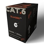Transber CAT6(CCA) 1000ft Solid UTP Bulk Ethernet Cable 550MHz 23AWG 4Pair LAN Network Ethernet RJ45